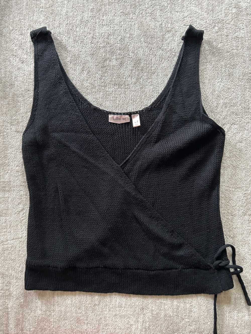 Women's Black Knit Wrap Tank Top - Willow-Root